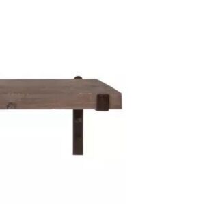 Rustic Wood Wall Shelf with wood plank is held upright by two metal support.